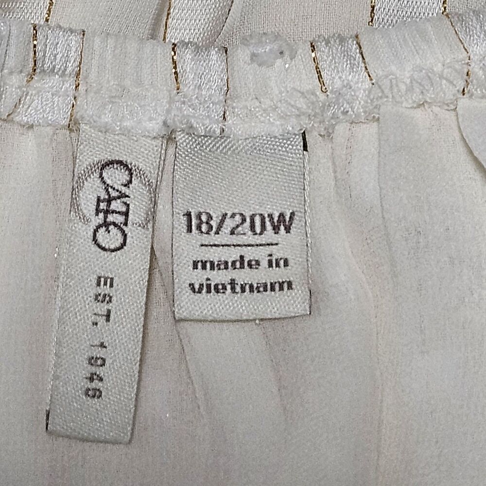 Ivory Romantic Blouse Cato Plus Size Women's Peasant Top 18/20 Gold Threads - Picture 8 of 11